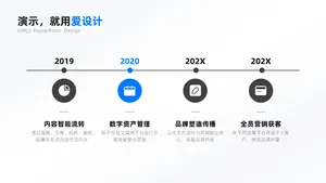 递进关系4项时间轴PPT内容页
