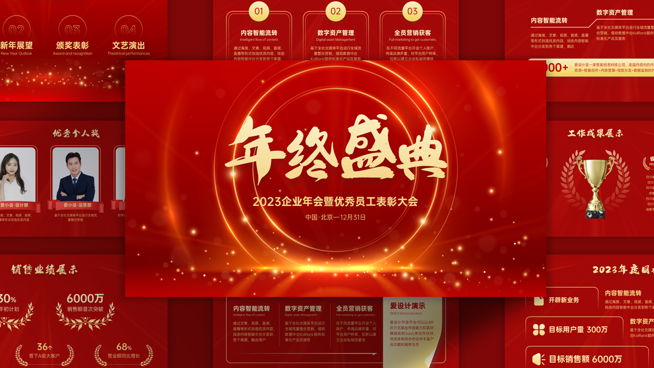 大气红金企业年会年终盛典PPT模板