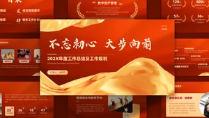 红金大气政务工作年终总结PPT模板