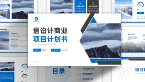 高级蓝灰爱设计商业项目计划书模板