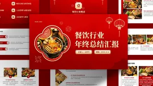 红金中国风餐饮年终总结PPT模板