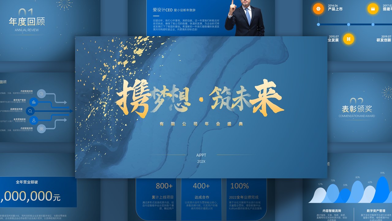 商务风大气精致年终晚会PPT模板