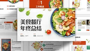文艺清新极简餐饮年终总结PPT模板