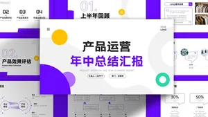 扁平风简约产品运营年中总结汇报PPT模板