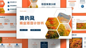橙色扁平简约商业计划书PPT模板